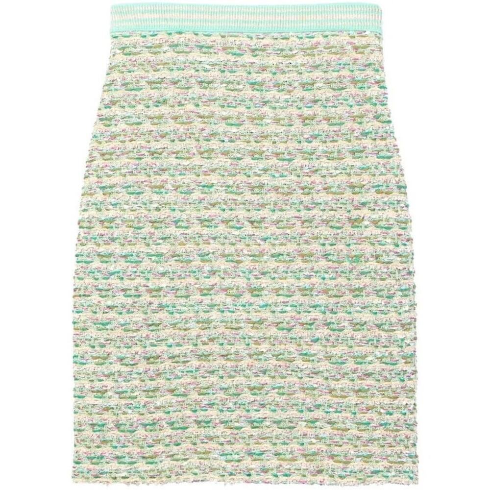 St. John Boucle Tweed Mini Skirt Women’s Size 8 Green Multi Knee Length NWT